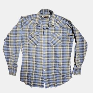 Vintage Panhandle Slim Pearl‎ Snap Plaid Western Shirt Long Sleeve 17-36 Country